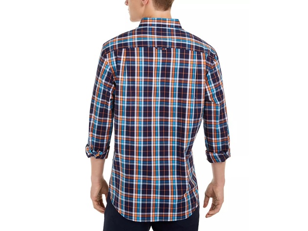 Club Room Men's Stretch Plaid Shirt Blue Size X-Large