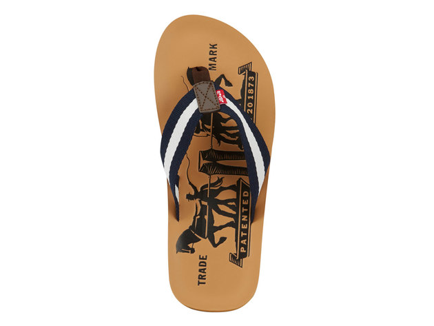 Levi's Mens Two Horse Casual Flip-Flop Sandal Shoe - 13 M Navy/White
