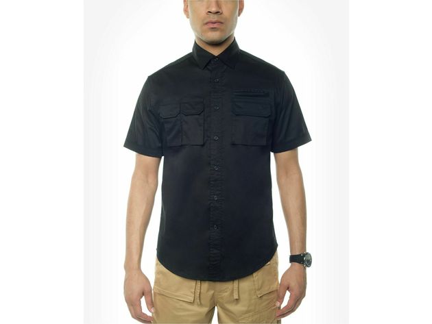 Sean John Men's Solid Dress Shirt Black Size 16-34-35