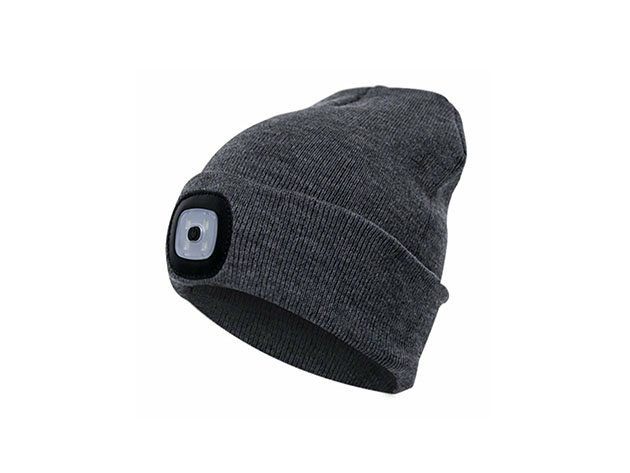 Unisex Beanie LED Rechargeable Lighted Hat (Grey)