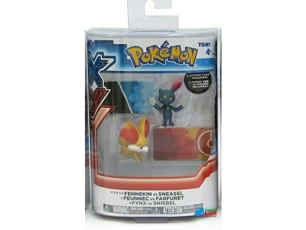 Pokemon 2-Pk Small 2" Toy Plastic Action Figure - Fennekin vs. Sneasel