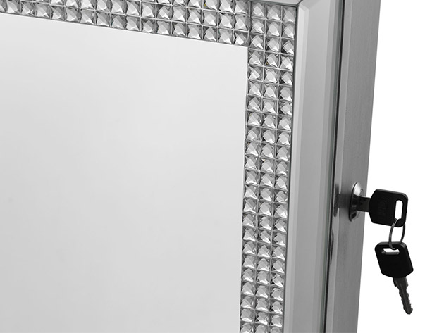 Sparkle Cheval Mirror Jewelry Armoire (Classic Silver)