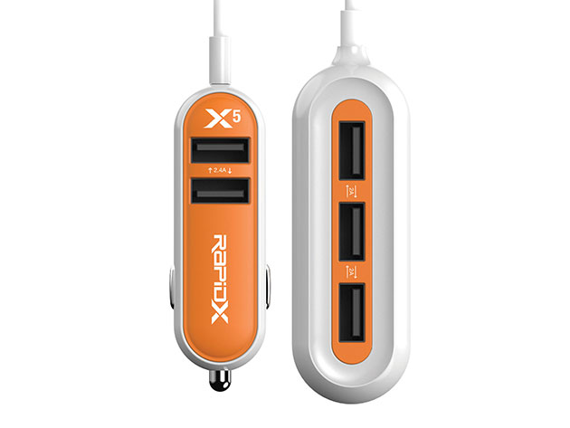 RapidX X5 5-Port Car Charging Hub (Orange)