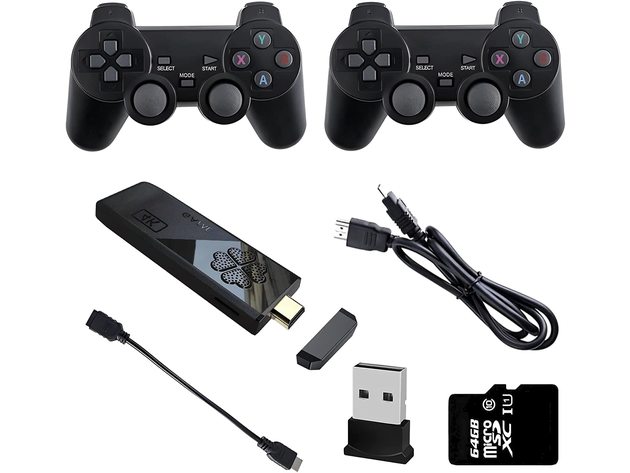 OverStockConsoles | Wireless Retro Game Console,Plug and Play Video Game Stick Built in 10000+ Games,9 Classic Emulators, with Dual 2.4G Wireless Controllers(64G)