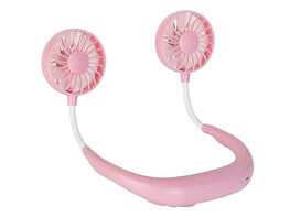 Personal Rechargeable Double Fan Neckband (Pink)