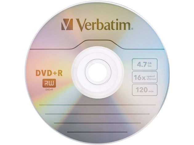 Verbatim DVD+R 4.7GB, 16X Speed, 120 Minutes Recordable Media Disc, 10 Pack