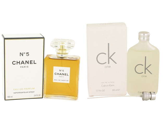 Gift set CHANEL # 5 by Chanel Eau De Parfum Spray 3.4 oz And CK ONE EDT  Pour/Spray (Unisex) 1.7 oz