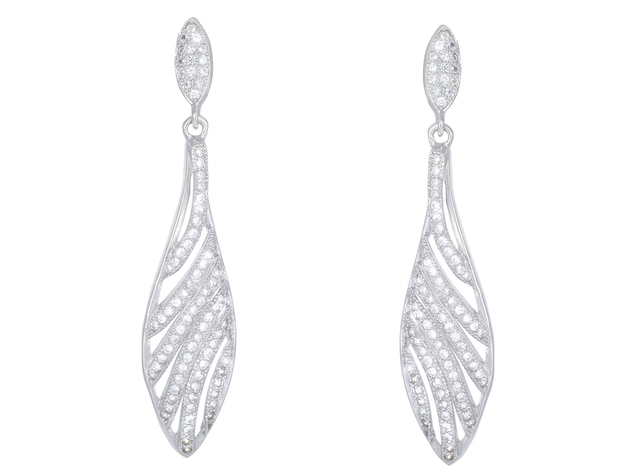 Synthetic Crystal Teardrop Earrings in Sterling Silver
