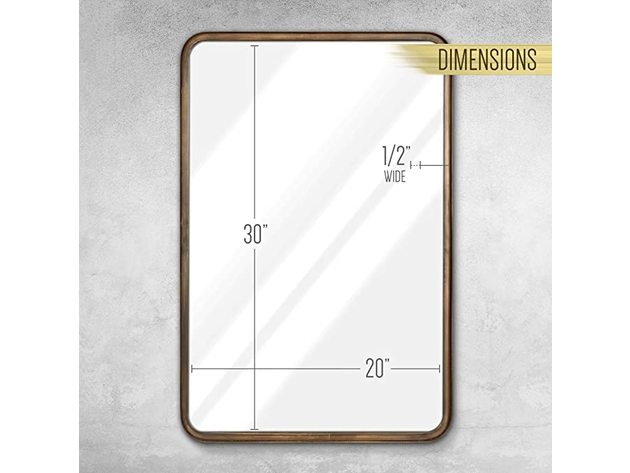 HBCY Creations Beautiful Rectangle Wall Mirror, 20" x 30" - Brushed Bronze (Refurbished)