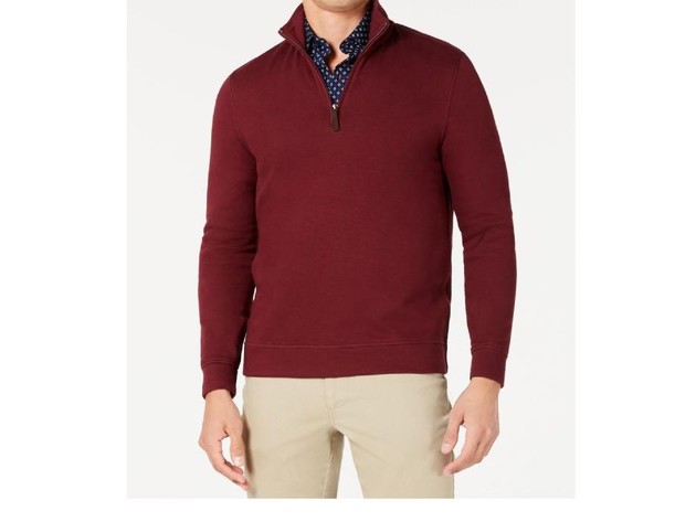 Tasso Elba Men's 1/4-Zip Sweater Wine Size Small