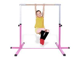 Goplus Adjustable Steel Horizontal Training Bar Gymnastics Junior Home Practice - Pink