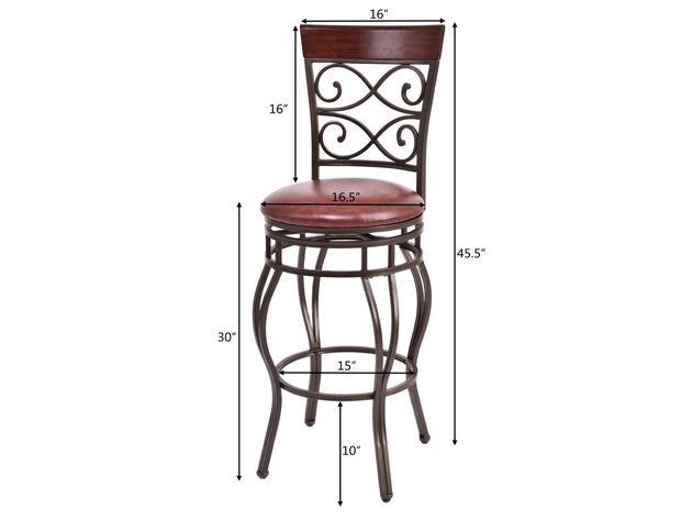 Set of 2 Vintage Bar Stools Swivel Padded Seat 30'' Bistro Dining Kitchen Pub Chair High Back - AS PIC