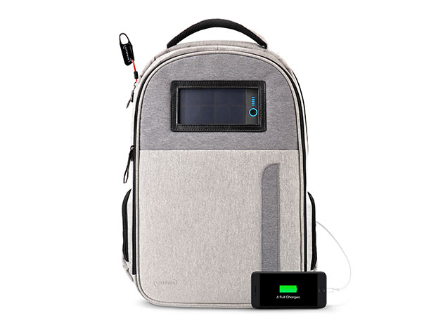 Lifepack Solar Powered and Anti-Theft Backpack (Grey)