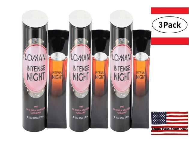 3 Pack Lomani Intense Night by Lomani Eau De Parfum Spray 3.3 oz for Women