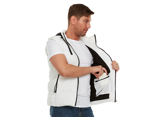 Helios Paffuto Heated Unisex Vest with Power Bank (White/Large)