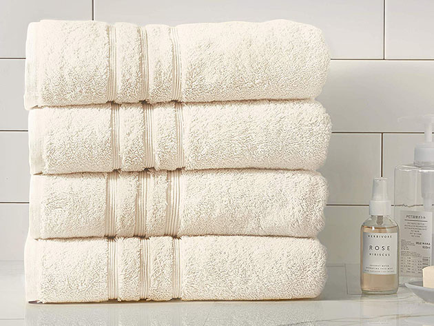 Turkish Cotton 700 GSM Bath Towels: Set of 4 (Ivory)