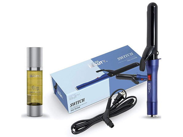 Cortex Beauty Switch Curling Iron & Argan Oil Hair Serum Bundle (True Blue) - Product Image