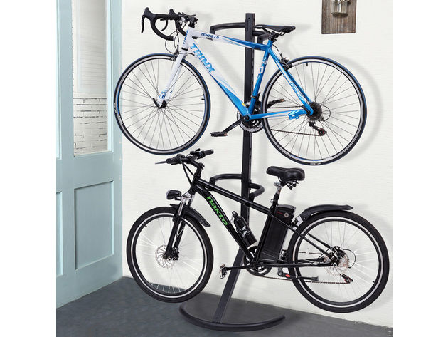 Costway Freestanding Gravity Bike Stand Two Bicycles Rack For Storage or Display - Black