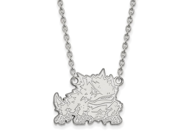 NCAA 10k White Gold Texas Christian U Large Pendant Necklace