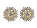 Brass Alloy Oval Baguette Cubic Zirconia Stud Earrings (Gold)