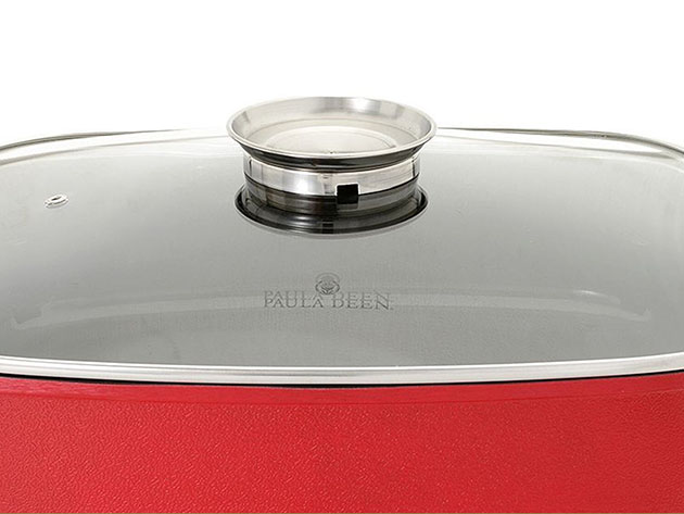 Paula Deen 15" Electric Skillet with Glass Basting Lid (Red)