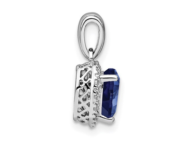 1.50 Carat (ctw) Lab-Created Blue Sapphire Heart Pendant Necklace in Sterling Silver with Chain