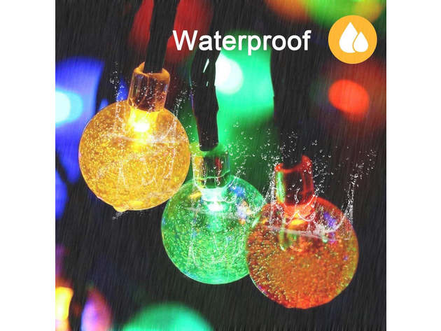 Solar String Lights 20 LED 16Ft Outdoor Colored Waterproof Crystal Ball Lights
