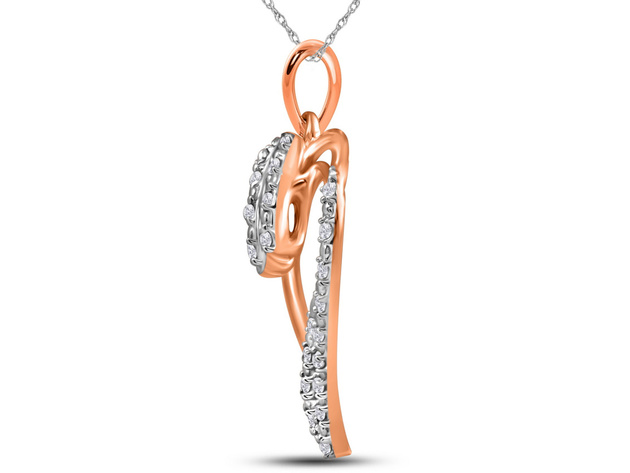 Diamond Heart Pendant Necklace 1/10 Carat (ctw) in 10K Rose Pink Gold
