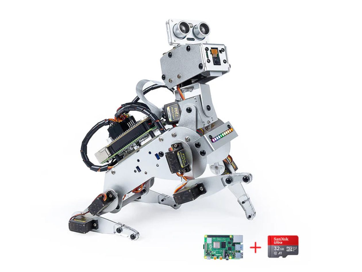 SunFounder PiDog Robot Dog Kit with Raspberry Pi 4 2GB + 32GB SD Card