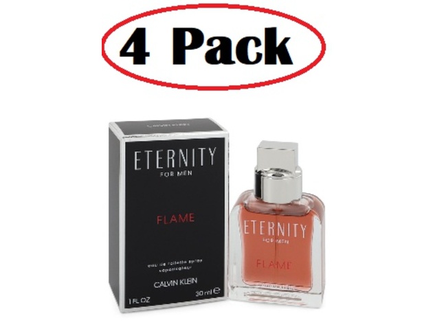 4 Pack of Eternity Flame by Calvin Klein Eau De Toilette Spray 1 oz