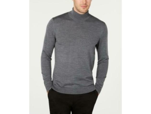 Tasso Elba Men's Merino Wool Blend Turtleneck Sweater, Med Gray Size XX Large
