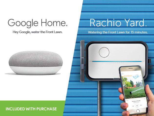 Rachio 3 Smart Sprinkler Controller (16-Zone) + Google Home Mini