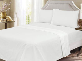 Luxury Ultra-Soft 300 Thread Count Cotton Sheet Set (White/Queen)