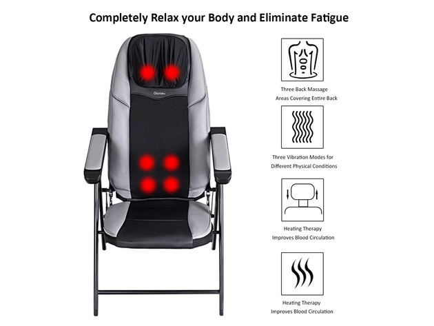Costway Adjustable Folding Shiatsu Massage Chair Heated Back & Neck  w/ USB Port