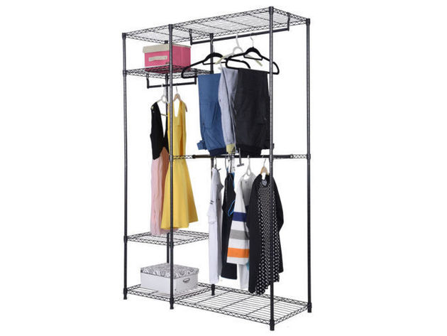 Costway 48''x18''x71'' Closet Organizer Garment Rack Portable Clothes Hanger Home Shelf