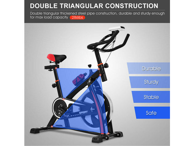 Costway Exercise Bicycle Indoor Bike Cycling Cardio Adjustable Gym Workout Fitness Home - Red