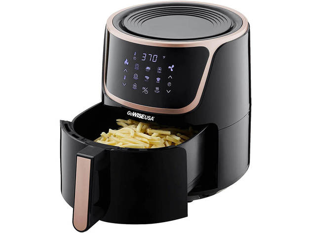 GoWISE GW22955 7-Quart Electric Air Fryer with Dehydrator & 3 Stackable Racks - Black/Copper