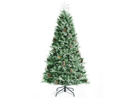 Costway 7ft Snow Flocked Artificial Christmas Tree w/ 1139 Glitter PE & PVC Tips - Green