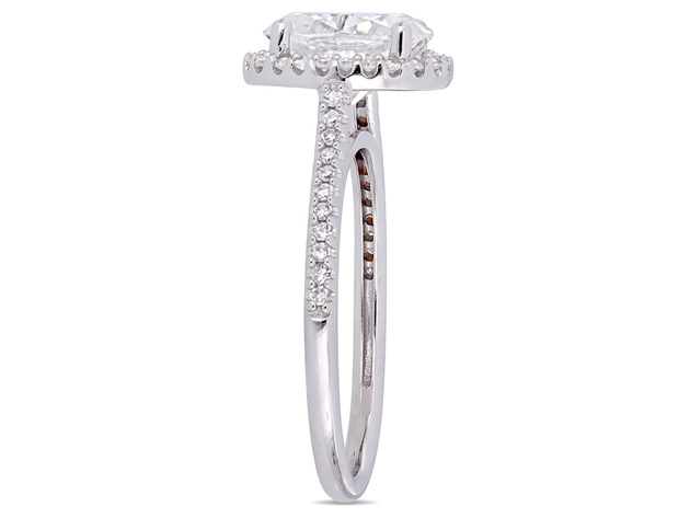 2.00 Carat (ctw) Synthetic Moissanite Halo Engagement Ring 14K White Gold with 1/5 Carat (ctw I1-I2) Diamonds 1 - 8.5