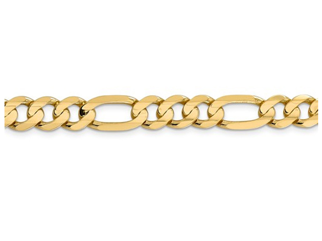 Mens 8.75mm Concave Figaro Necklace 22 Inches in 14K Yellow Gold