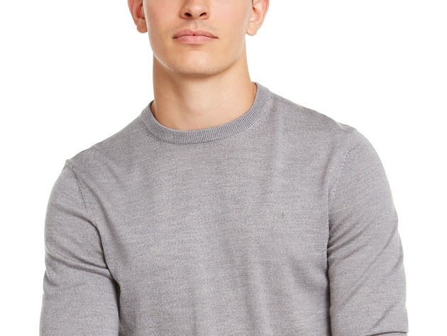 Calvin Klein Men's Solid Crew-Neck Sweater Gray Size Small