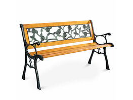 Costway Patio Park Garden Bench Porch Chair Outdoor Deck Cast Iron Hardwood Rose - Yellow