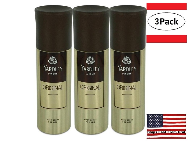 3 Pack Yardley Original by Yardley London Deodorant Body Spray 5 oz for Men