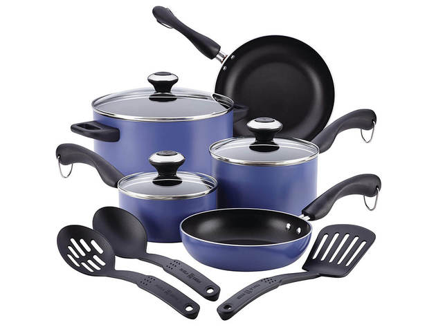 Paula Deen 21929 Signature Nonstick Cookware Pots and Pans Set, 11 ...