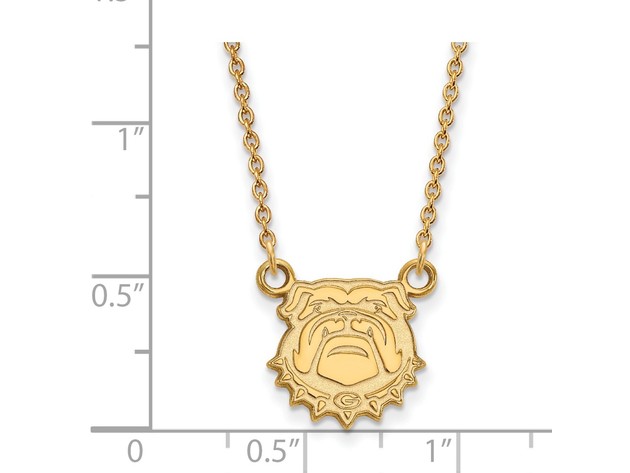 14K Yellow Gold LogoArt University of Georgia Small Pendant Necklace