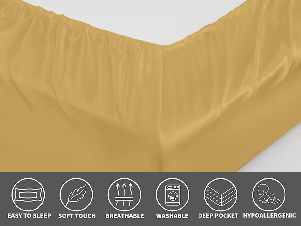 Silky-Soft Satin 4-Piece Sheet Set (Gold/Full)