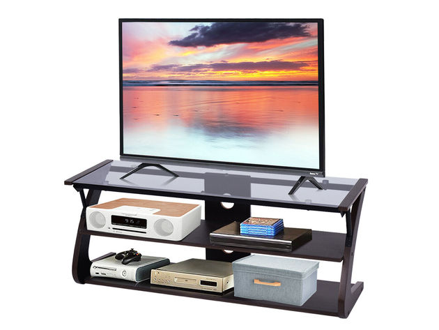 Costway 3-Tier Tempered Glass Top TV Stand Entertainment Center Media Console Furniture - as pic