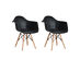 Costway Set of 2 Mid Century Modern Molded Dining Arm Side Chair Wood Legs Black 