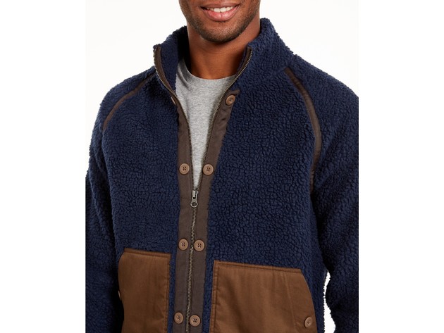 American Rag Men's Colorblocked Fleece Jacket Navy Size Extra Large