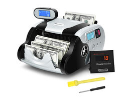 Costway Money Counter Bill Counting Machine w/ UV/MG/IR/MT Counterfeit Detection - Black, Silvery
